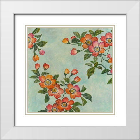 Eastern Blossoms I White Modern Wood Framed Art Print with Double Matting by Meagher, Megan