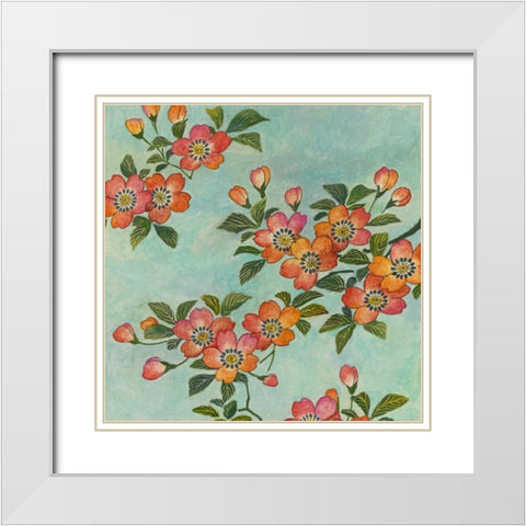 Eastern Blossoms II White Modern Wood Framed Art Print with Double Matting by Meagher, Megan