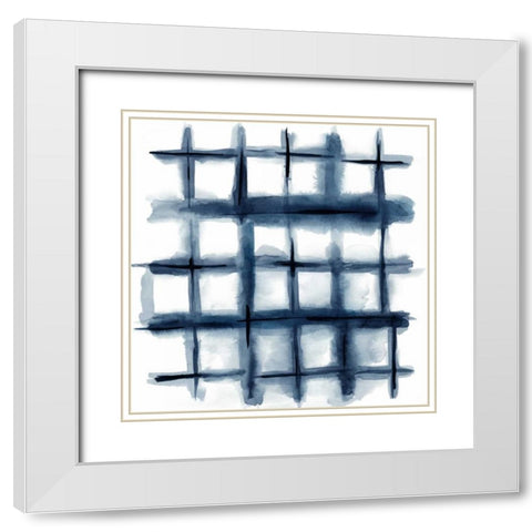 Indigo Study III White Modern Wood Framed Art Print with Double Matting by Zarris, Chariklia