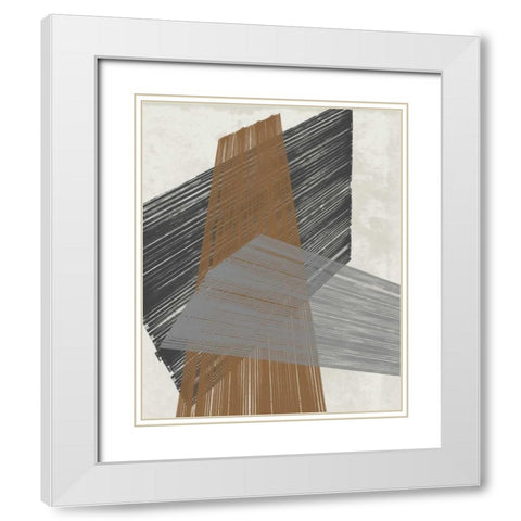 Triangle Stripes II White Modern Wood Framed Art Print with Double Matting by Goldberger, Jennifer