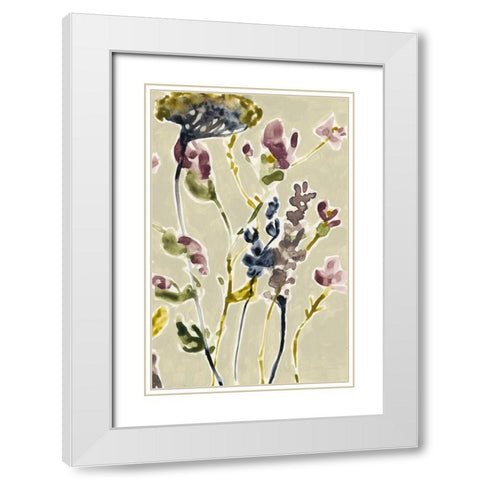 Parchment Flower Field II White Modern Wood Framed Art Print with Double Matting by Goldberger, Jennifer