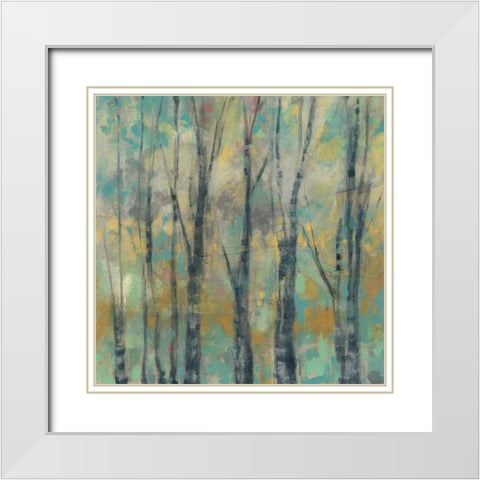 Pastel Arbor I White Modern Wood Framed Art Print with Double Matting by Goldberger, Jennifer