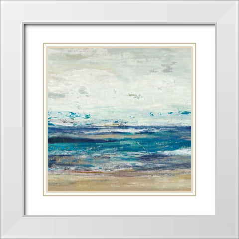 Indigo Horizon I White Modern Wood Framed Art Print with Double Matting by Studio W