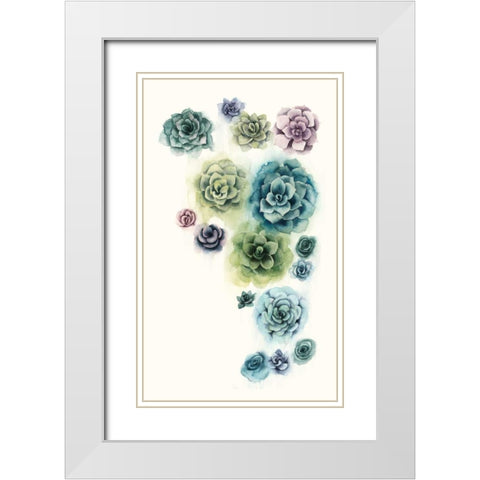 Succulent Cluster I White Modern Wood Framed Art Print with Double Matting by Popp, Grace