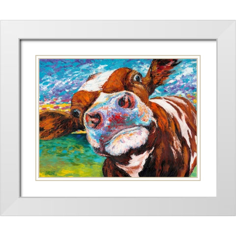 Curious Cow I White Modern Wood Framed Art Print with Double Matting by Vitaletti, Carolee