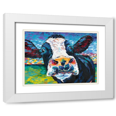 Curious Cow II White Modern Wood Framed Art Print with Double Matting by Vitaletti, Carolee