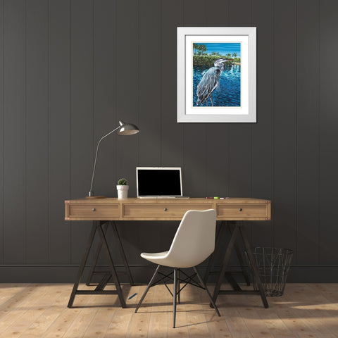 Peaceful Heron I White Modern Wood Framed Art Print with Double Matting by Vitaletti, Carolee