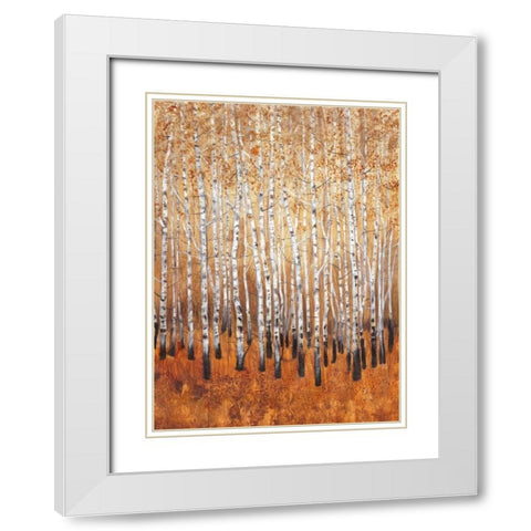 Sienna Birches I White Modern Wood Framed Art Print with Double Matting by OToole, Tim