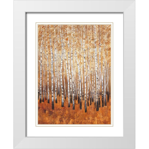 Sienna Birches I White Modern Wood Framed Art Print with Double Matting by OToole, Tim