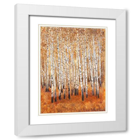 Sienna Birches II White Modern Wood Framed Art Print with Double Matting by OToole, Tim