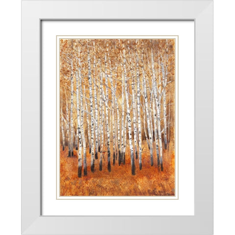 Sienna Birches II White Modern Wood Framed Art Print with Double Matting by OToole, Tim