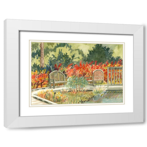 Aquarelle Garden I White Modern Wood Framed Art Print with Double Matting by Miller, Dianne