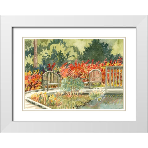 Aquarelle Garden I White Modern Wood Framed Art Print with Double Matting by Miller, Dianne