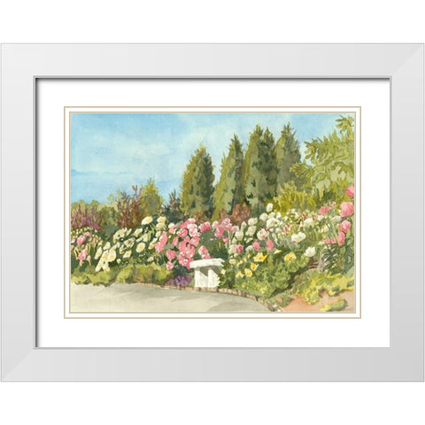 Aquarelle Garden III White Modern Wood Framed Art Print with Double Matting by Miller, Dianne
