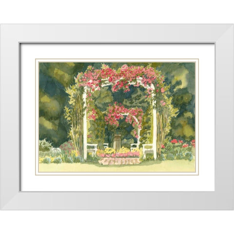 Aquarelle Garden IV White Modern Wood Framed Art Print with Double Matting by Miller, Dianne