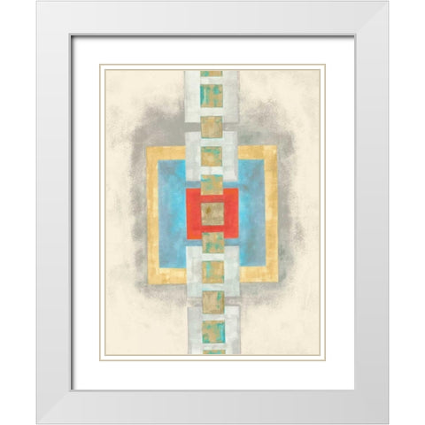 Squares in Line I White Modern Wood Framed Art Print with Double Matting by Galapon, Nikki