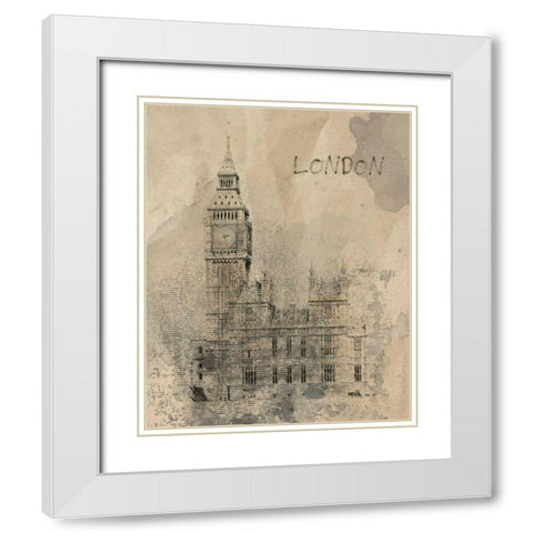 Remembering London White Modern Wood Framed Art Print with Double Matting by Orlov, Irena