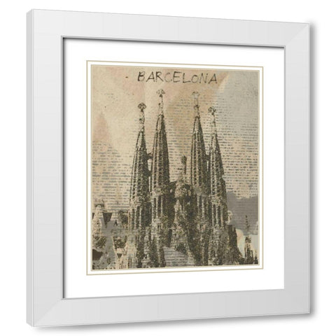 Remembering Barcelona White Modern Wood Framed Art Print with Double Matting by Orlov, Irena