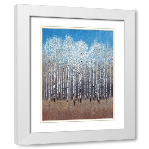 Cobalt Birches I White Modern Wood Framed Art Print with Double Matting by OToole, Tim