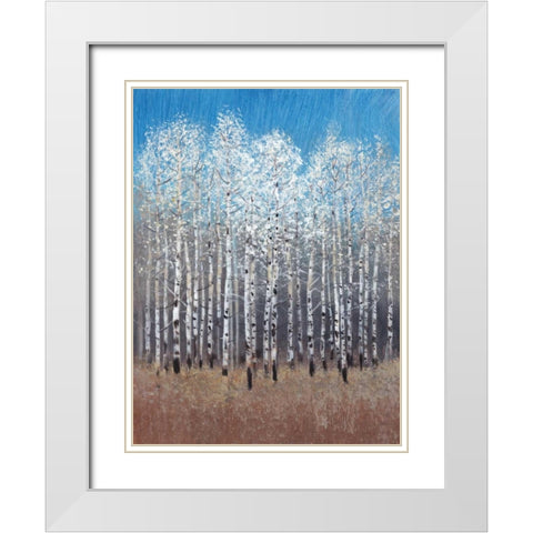 Cobalt Birches I White Modern Wood Framed Art Print with Double Matting by OToole, Tim