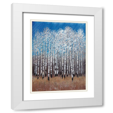 Cobalt Birches II White Modern Wood Framed Art Print with Double Matting by OToole, Tim