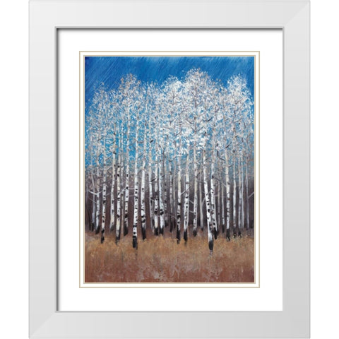 Cobalt Birches II White Modern Wood Framed Art Print with Double Matting by OToole, Tim