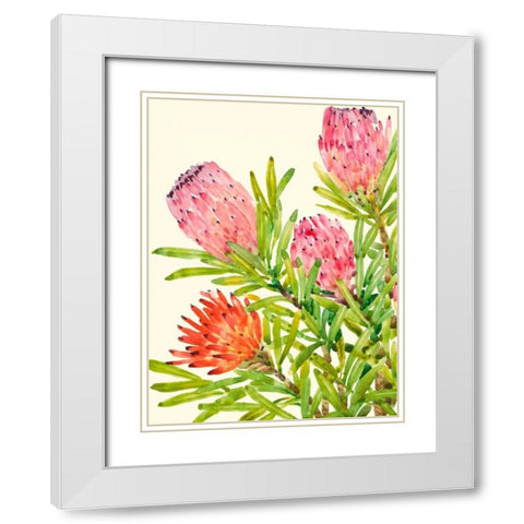 Watercolor Tropical Flowers I White Modern Wood Framed Art Print with Double Matting by OToole, Tim