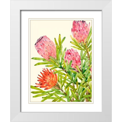 Watercolor Tropical Flowers I White Modern Wood Framed Art Print with Double Matting by OToole, Tim