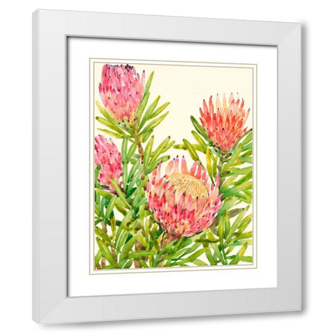Watercolor Tropical Flowers II White Modern Wood Framed Art Print with Double Matting by OToole, Tim