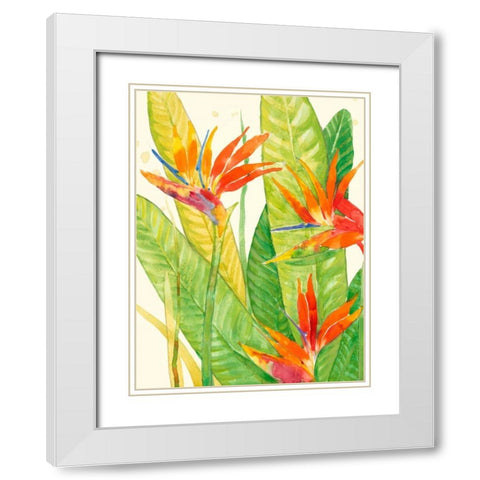 Watercolor Tropical Flowers III White Modern Wood Framed Art Print with Double Matting by OToole, Tim