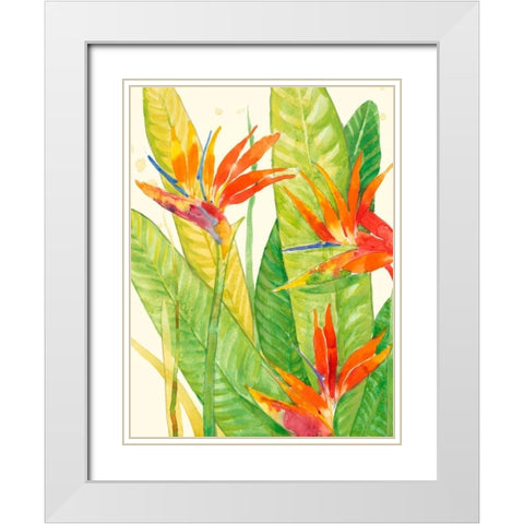 Watercolor Tropical Flowers III White Modern Wood Framed Art Print with Double Matting by OToole, Tim