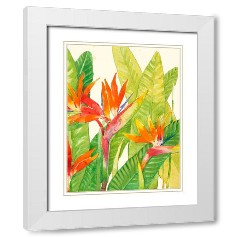 Watercolor Tropical Flowers IV White Modern Wood Framed Art Print with Double Matting by OToole, Tim