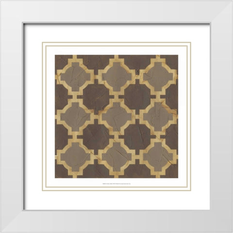 Golden Trellis I White Modern Wood Framed Art Print with Double Matting by Vess, June Erica
