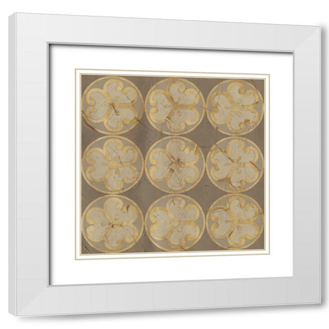 Golden Trellis IX White Modern Wood Framed Art Print with Double Matting by Vess, June Erica