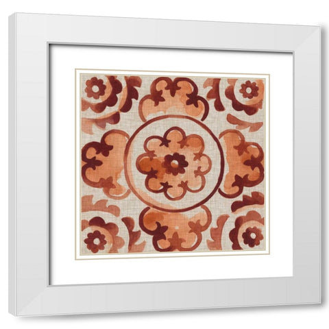 Elemental Tiles I White Modern Wood Framed Art Print with Double Matting by Zarris, Chariklia