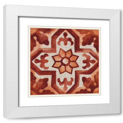 Elemental Tiles V White Modern Wood Framed Art Print with Double Matting by Zarris, Chariklia