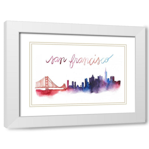 World Cities Skyline I White Modern Wood Framed Art Print with Double Matting by Popp, Grace