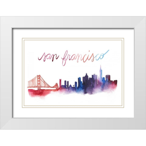 World Cities Skyline I White Modern Wood Framed Art Print with Double Matting by Popp, Grace