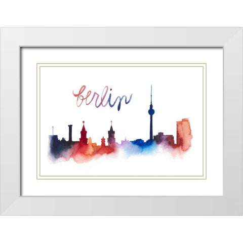 World Cities Skyline IV White Modern Wood Framed Art Print with Double Matting by Popp, Grace