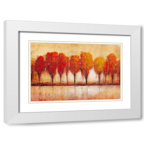 Autumn Waters Edge White Modern Wood Framed Art Print with Double Matting by OToole, Tim