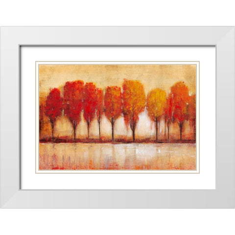 Autumn Waters Edge White Modern Wood Framed Art Print with Double Matting by OToole, Tim