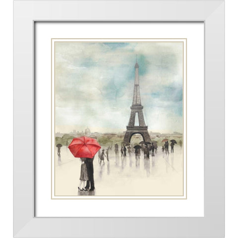 Rainy Day Lovers I White Modern Wood Framed Art Print with Double Matting by Popp, Grace