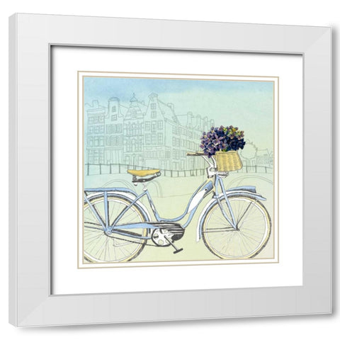 Biking Through Amsterdam White Modern Wood Framed Art Print with Double Matting by McCavitt, Naomi
