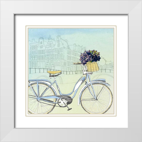Biking Through Amsterdam White Modern Wood Framed Art Print with Double Matting by McCavitt, Naomi