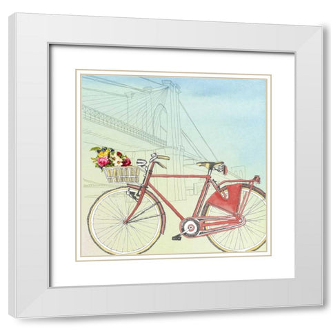 Biking Through New York White Modern Wood Framed Art Print with Double Matting by McCavitt, Naomi