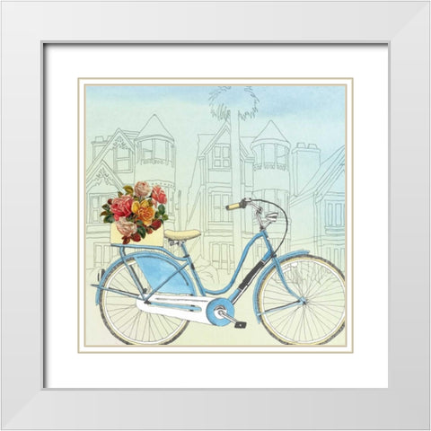 Biking Through San Francisco White Modern Wood Framed Art Print with Double Matting by McCavitt, Naomi