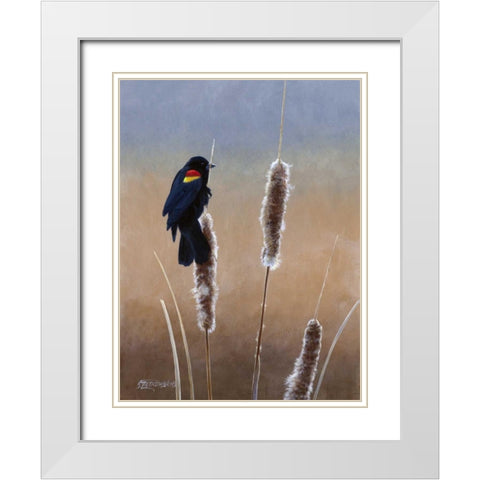 Redwing Morning I White Modern Wood Framed Art Print with Double Matting by Szatkowski, Fred