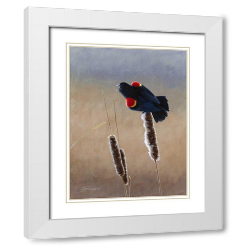 Redwing Morning II White Modern Wood Framed Art Print with Double Matting by Szatkowski, Fred