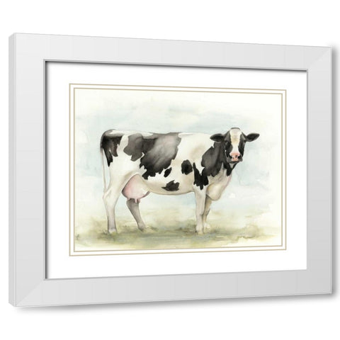 Watercolor Cow I White Modern Wood Framed Art Print with Double Matting by Popp, Grace