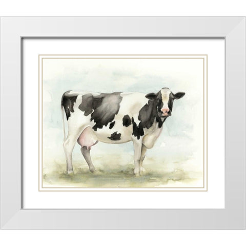 Watercolor Cow I White Modern Wood Framed Art Print with Double Matting by Popp, Grace
